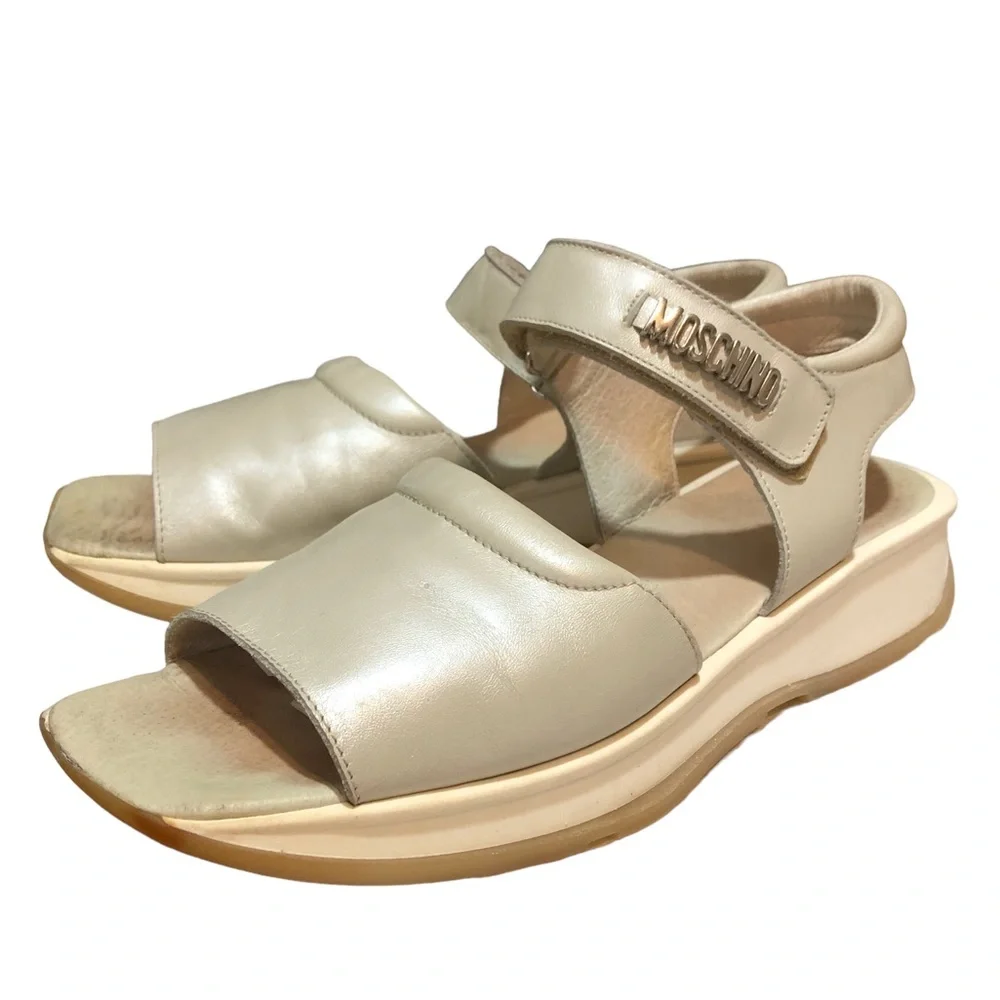 LOVE MOSCHINO Calfskin Logo Platform Sandals
